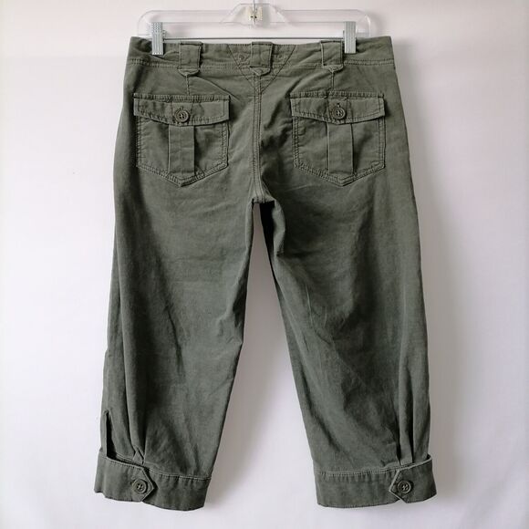 Hei Hei Womens Olive Green Low Rise Cropped Cargo Pocket Design Pant Size 6 - Picture 2 of 7